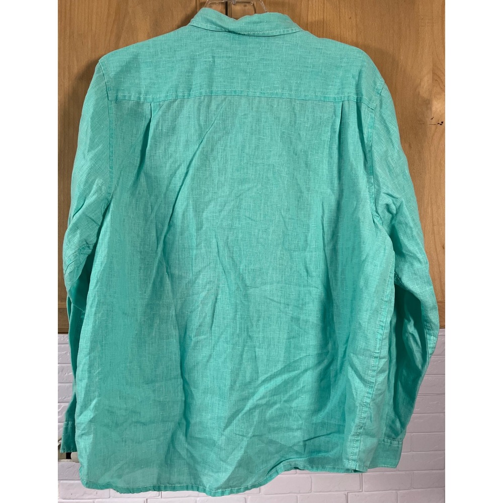 Tommy Bahama Button Down Shirt Mens XL Green Linen Long Sleeve Pocket - Picture 2 of 8
